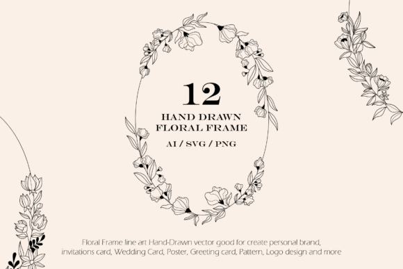 12 Floral Frame Illustrations: Versatile Art for Creative Projects