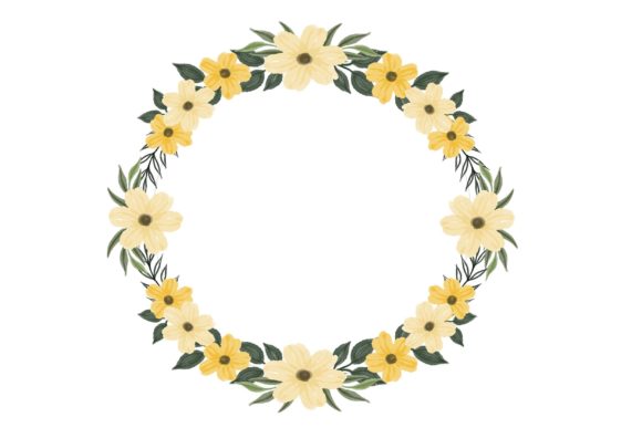 Circle Yellow Floral Frame: A Versatile Illustration for Creative Projects