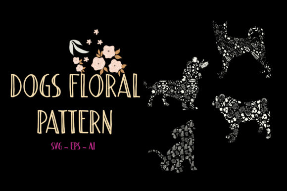 Dogs with Floral Patterns Graphic: A Versatile Digital Asset for Creatives
