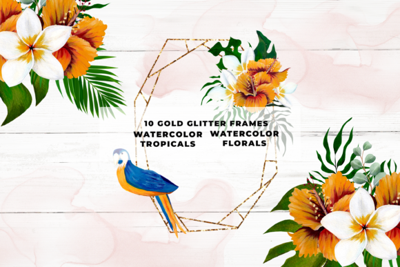 The Ultimate Toolkit: Gold Glitter Tropical Floral Borders