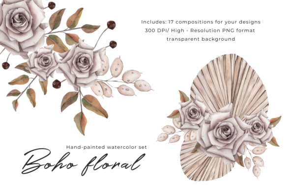 Watercolor Boho Floral Cliparts for Creative Projects