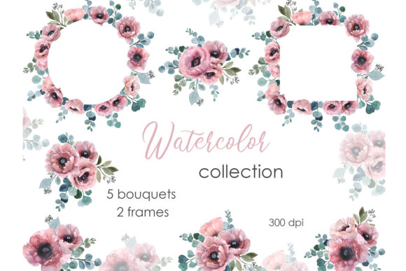 Watercolor Floral Frames Wreath Flower for Creative Projects